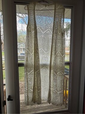 Chelsea & Theodore Cream Crocheted Lace Curtain Panel